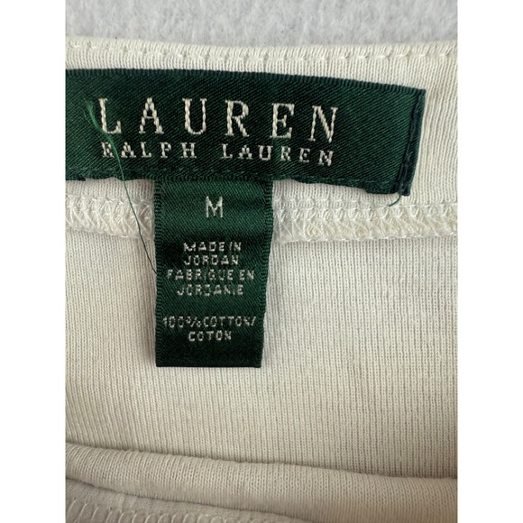 Lauren Ralph  Women's Striped Boat Neck Button Shoulder 3/4 Sleeve Shirt Medium - Picture 4 of 6